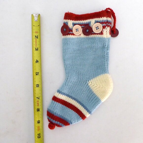 NEW 9.5” KNITTED MINIATURE CHRISTMAS STOCKING ORNAMENT GIFT CARD HOLDER - Picture 2 of 6